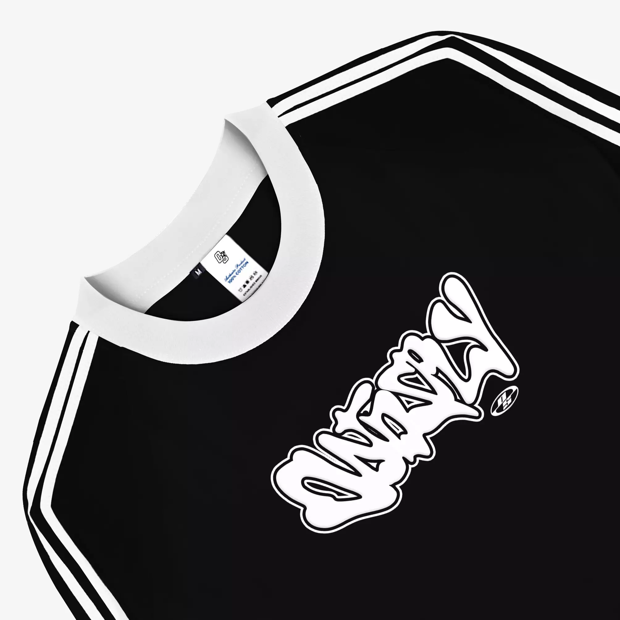 OOTDSUPPLY Cropteefit Longsleeve Raglan Splash Black & White l Kaos Crop Lengan Panjang CLSRG009