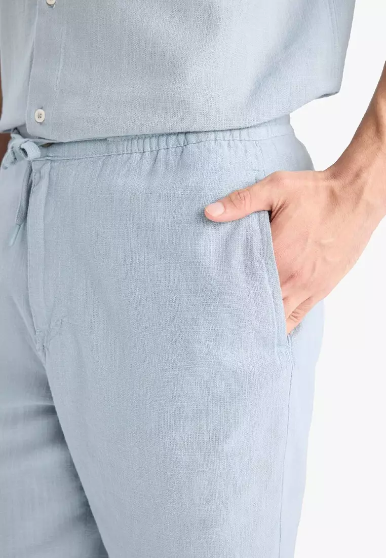 100% Cotton Linen Look Bermuda Shorts