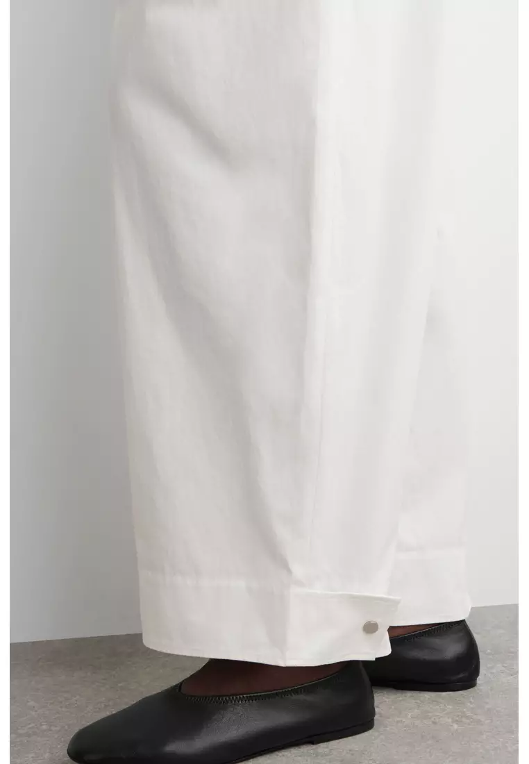 COTTON BARREL-LEG TROUSERS