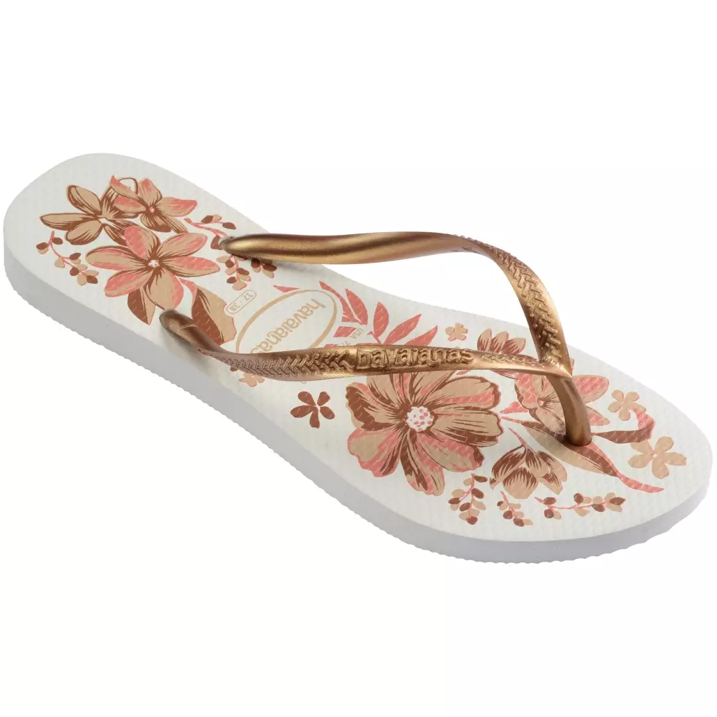 [ONLINE EXCLUSIVE] Havaianas Slim Organic White/Golden - Sandal Wanita