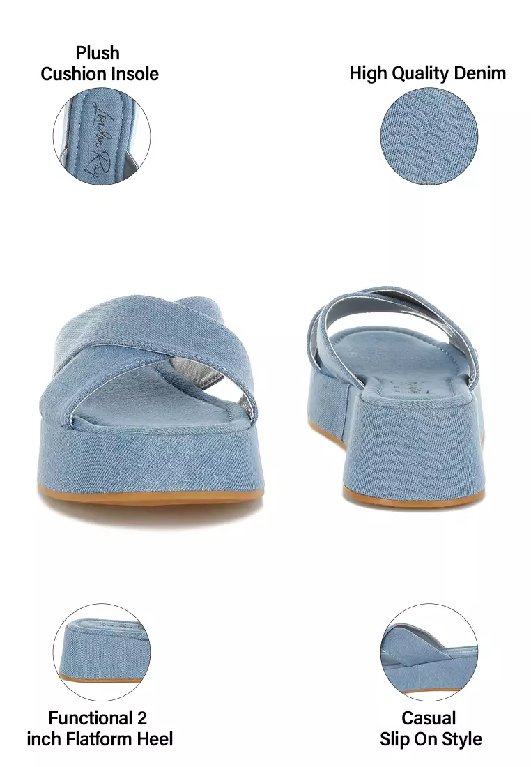 Sepatu Denim Flatform Slip On
