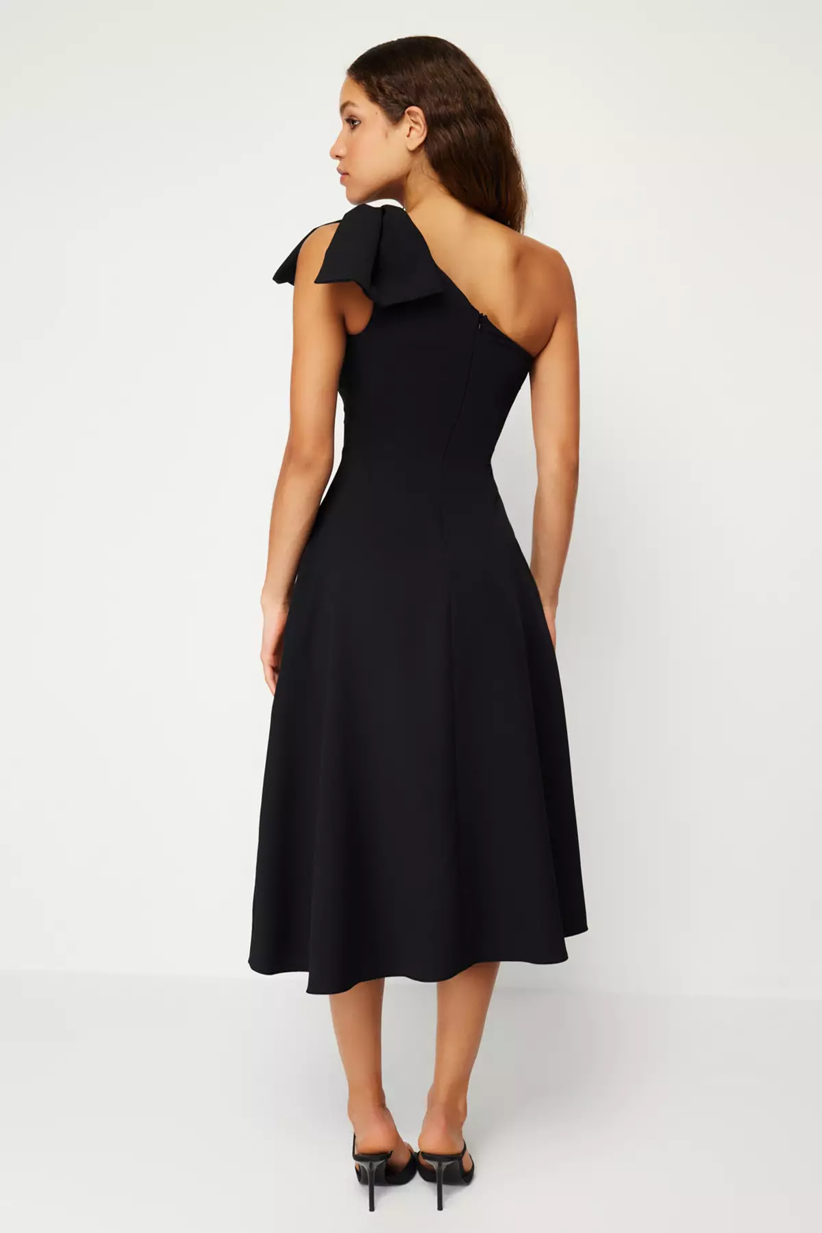 A-Cut Bow Detail Midi Dress