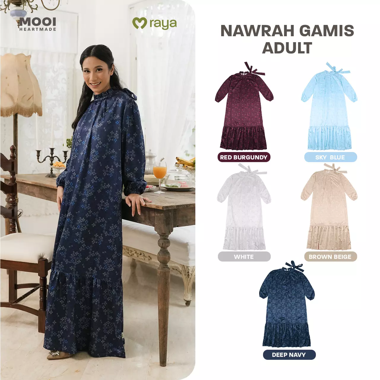 Mooi Dress Dewasa Raya Collection Nawrah Gamis Adult Nawasena Series - Sky Blue