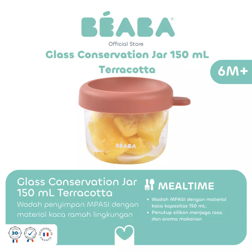 Terracotta 250ml - Wadah Penyimpanan Makanan Bayi MPASI Kaca Tahan Panas