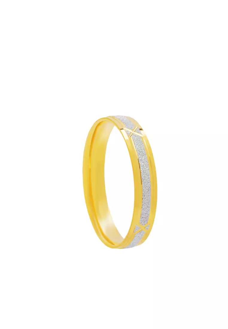 TOMEI Dual-Tone Gleaming Fit Ring, Yellow Gold 916