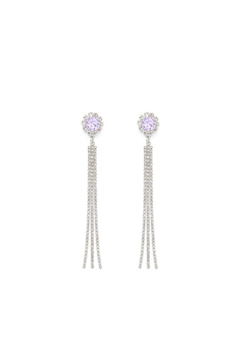 Crystal Korea Fashion purple and silver Korean Noble And Gorgeous Diamond Long Earrings B643AAC9E63861GS_1