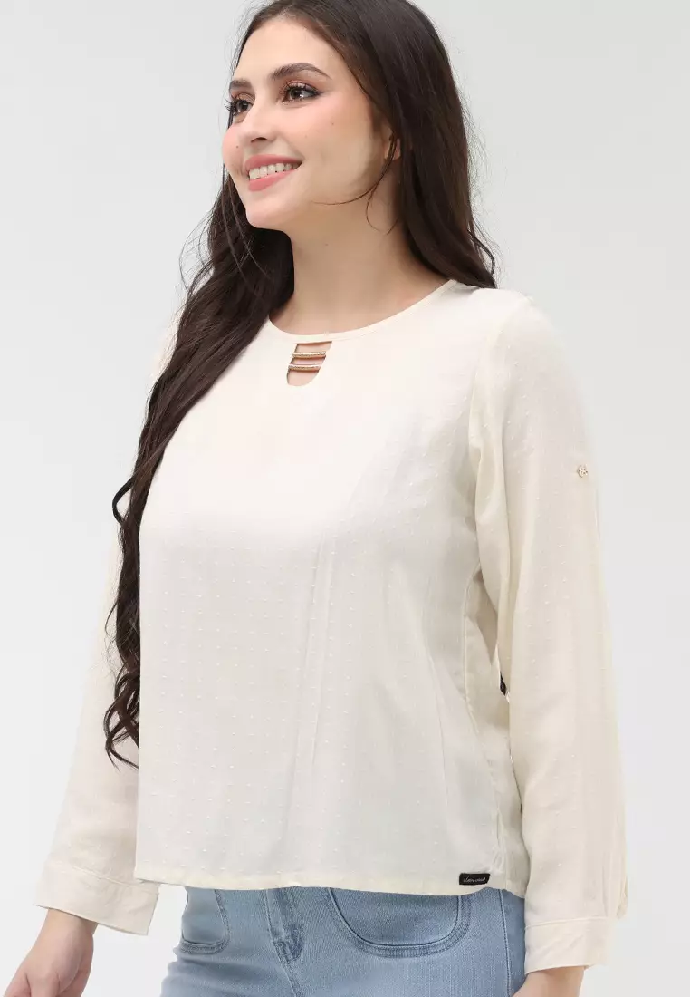 Textured Woven Long Sleeves Blouse