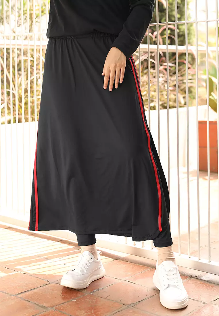 Cotton Bee - Dazzle List Sport Syari | Rok Legging Olahraga - Red - XL