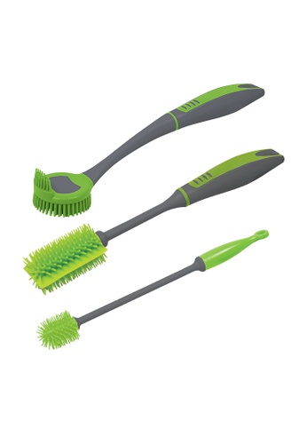 Scrubz grey Premium Silicone Brush Set for Bottle & Dish TPR+PP Heavy Duty - Multi-purpose - Non-Slip Handle -Perfect Cleaning Partner 28F5FESE4324F8GS_1