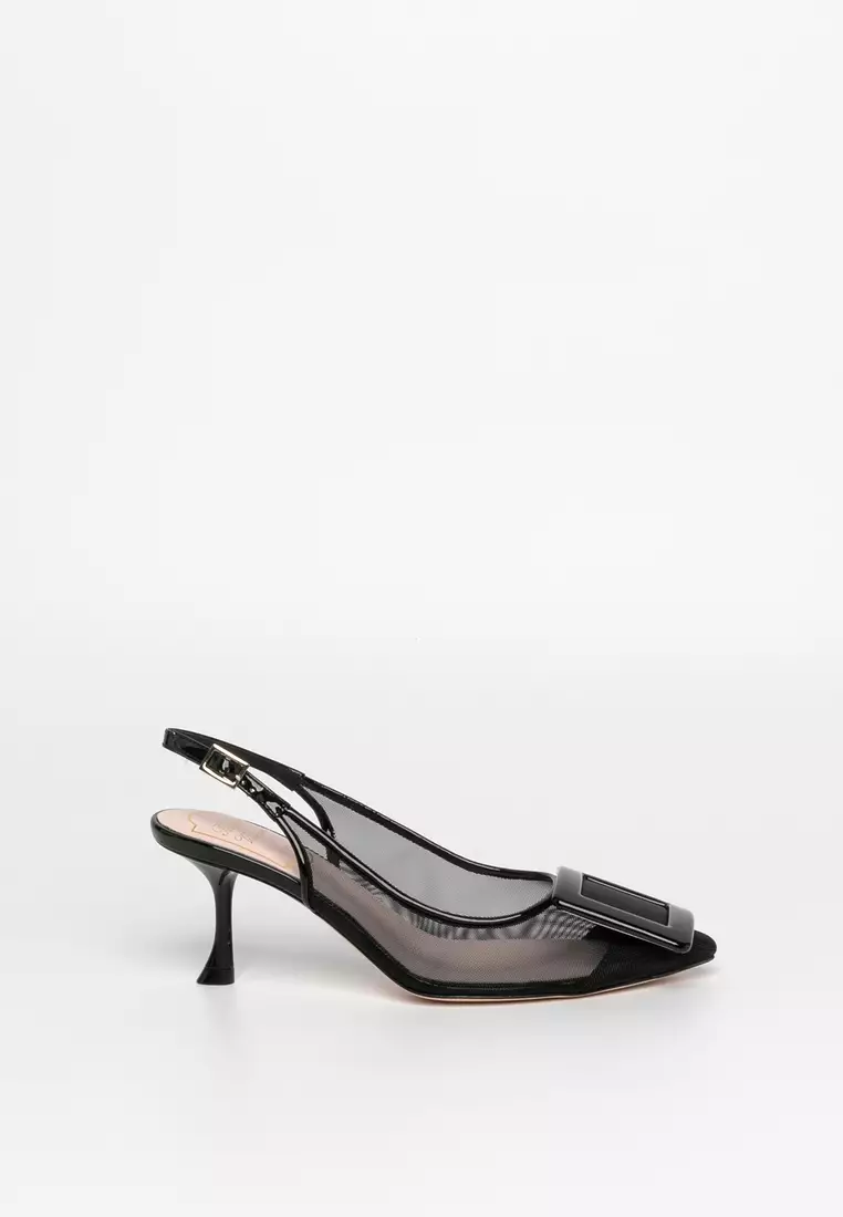 Discount on Roger Vivier  shoes - SKU: Viv' In The City Net Covered Buckle Slingback In Fabric Pumps