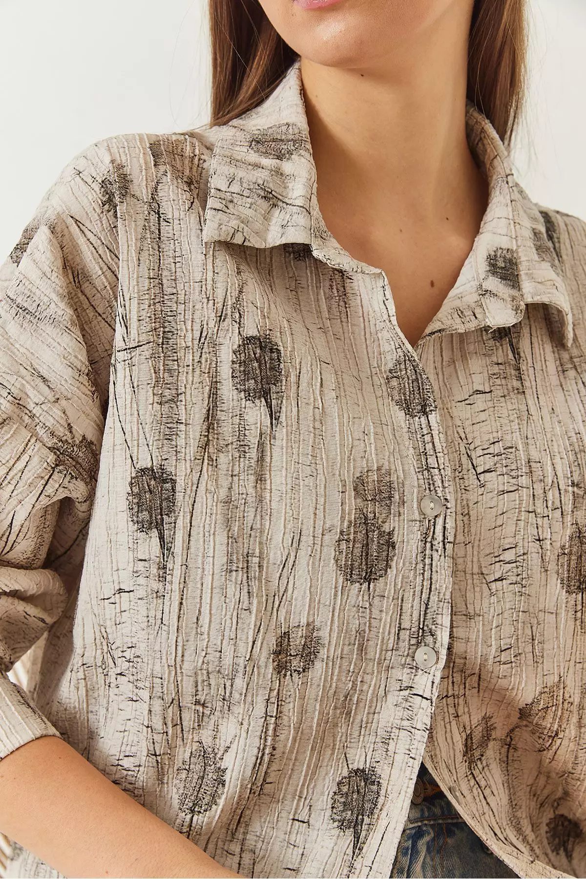 Women's Off Shoulder Print Oversize Shirt 60398 60271063