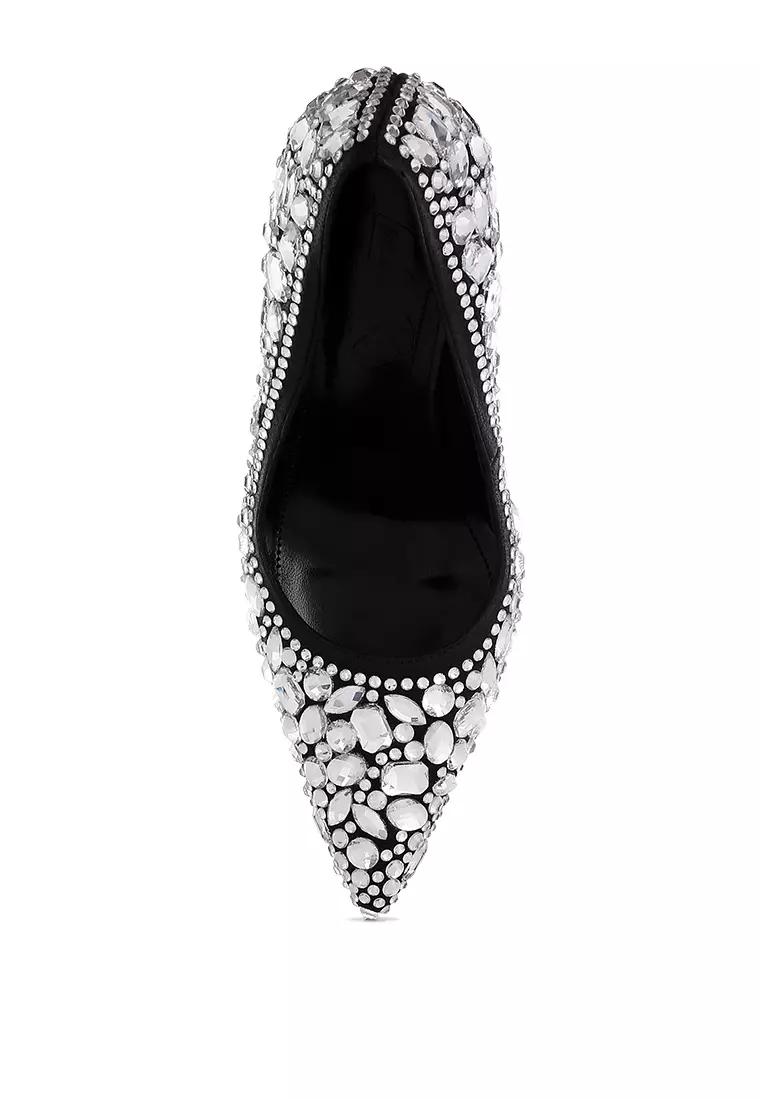 Diamante & Rhinestone Embellishments Pumps in Black