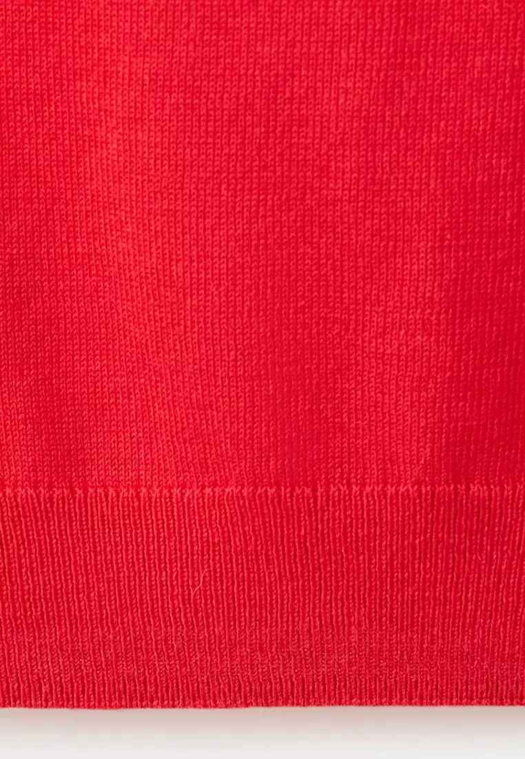 Short-Sleeved Fine-Knit Sweater