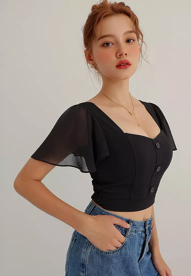 Flutter Sleeve Padded Top