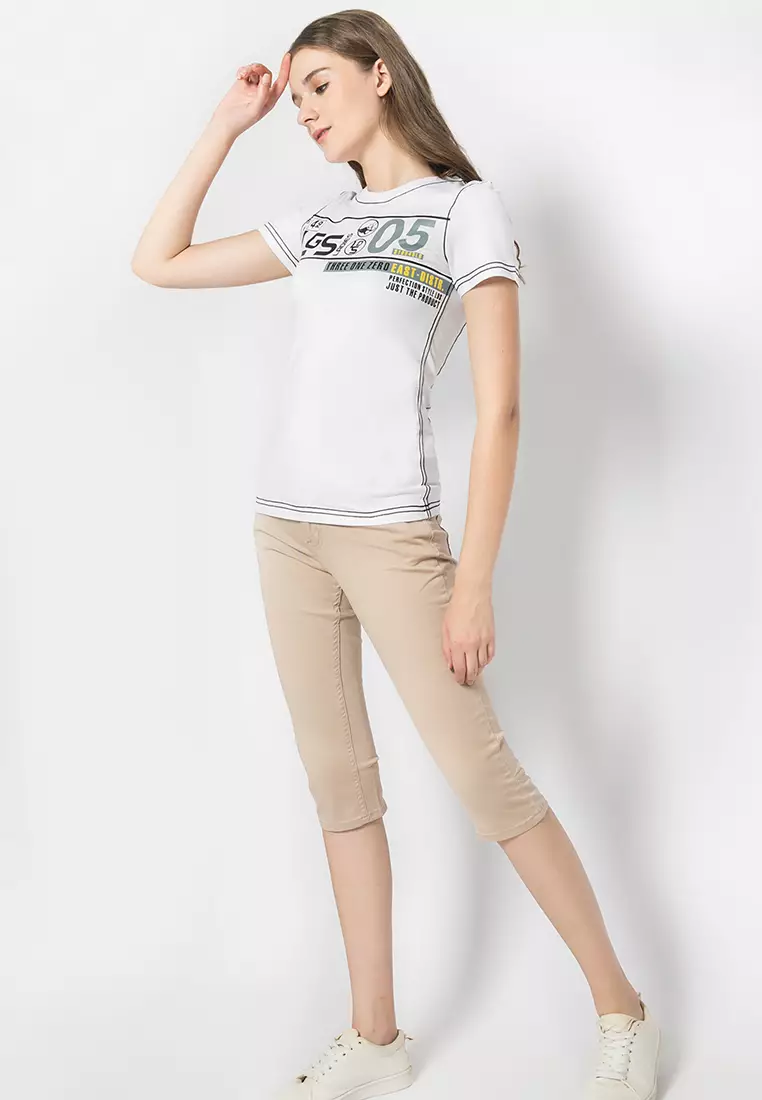 LGS - Kaos Wanita Warna Putih Sablon Gambar LTS.555.T756M.019.C