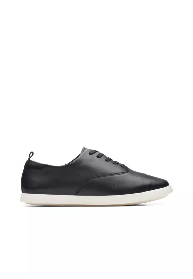 Clarks AceLite Tie Black Leather Womens Sports Shoes
