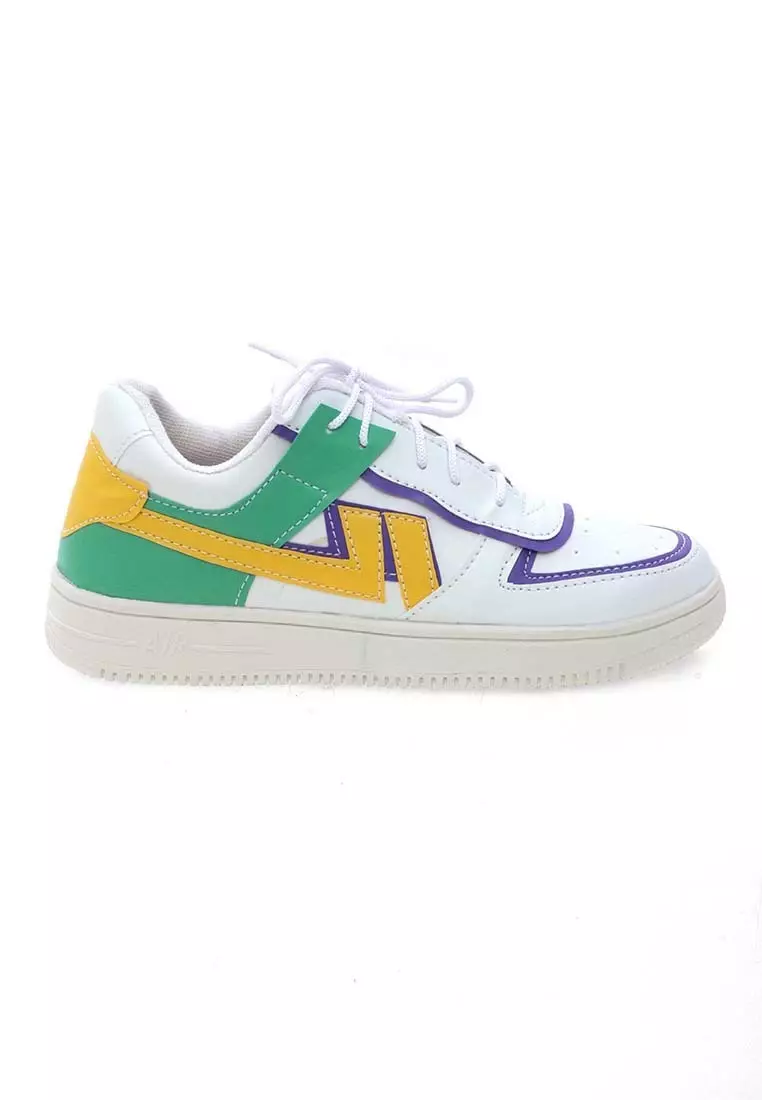 Sepatu Women Design Stylish Tali Putih Fashion Wanita - Hijau Kuning