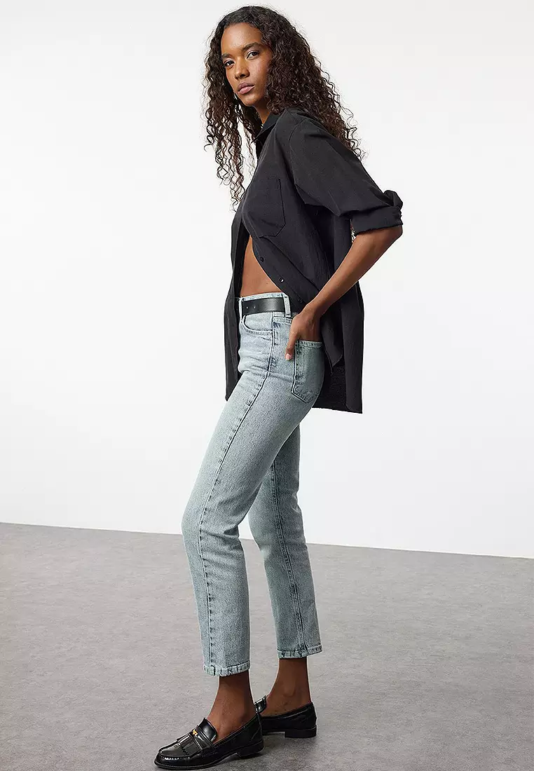 High Waist Slim Mom Jeans