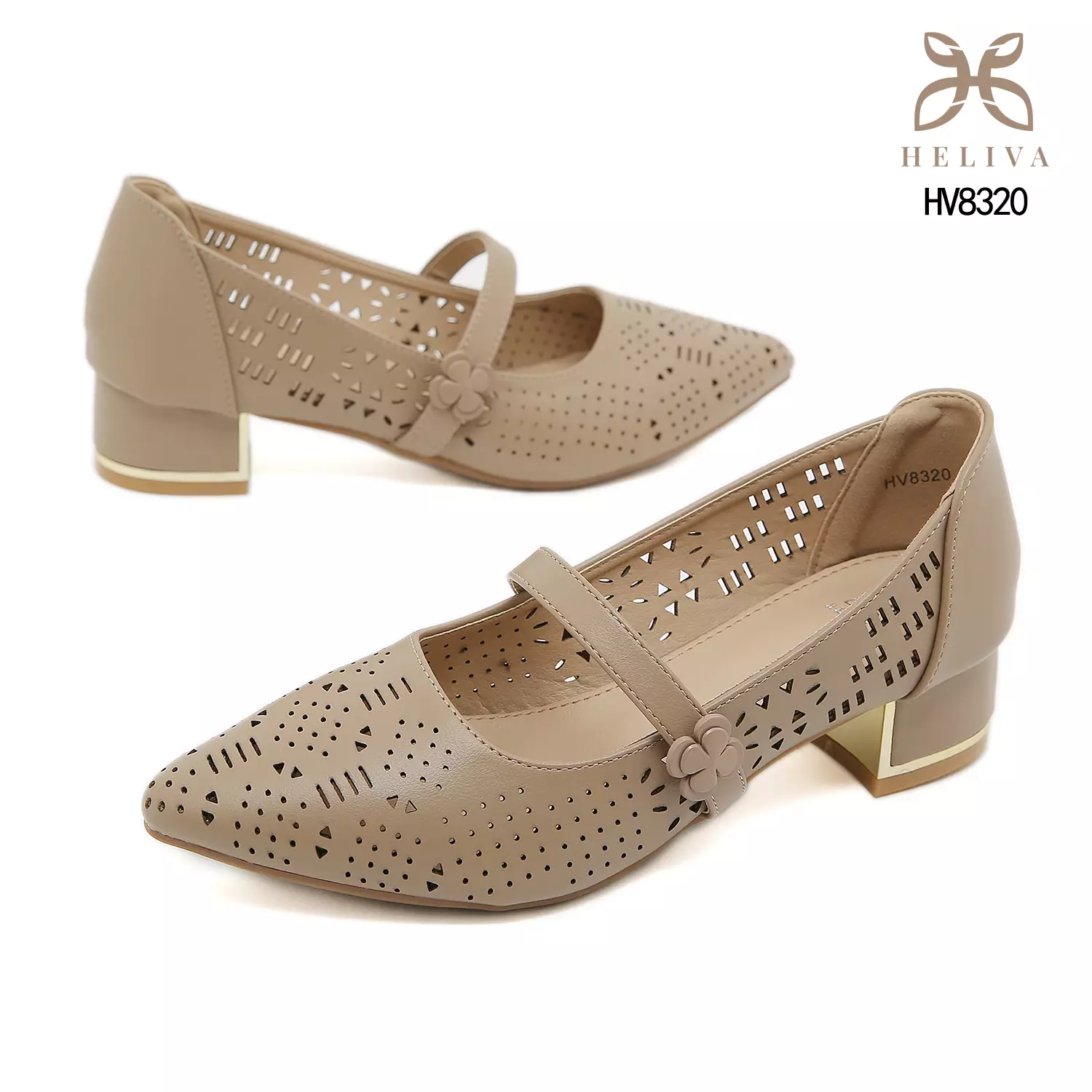 Heliva Anly Sculpted Laser-Cut Heels in Classic Mary Jane Style 3.5cm Height HV8320