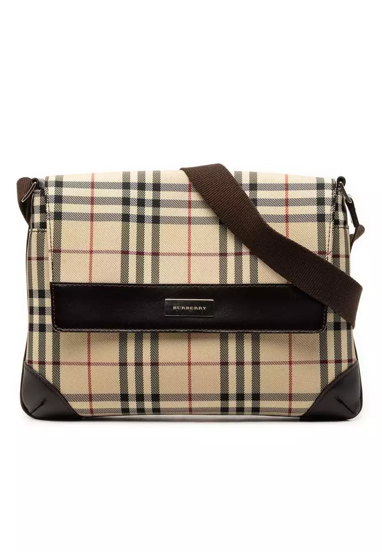 Buy Burberry Pre-Loved Burberry House Check Canvas Flap Crossbody