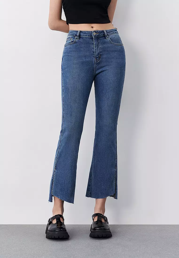 Buy URBAN REVIVO Split Hem Flare Jeans 2024 Online