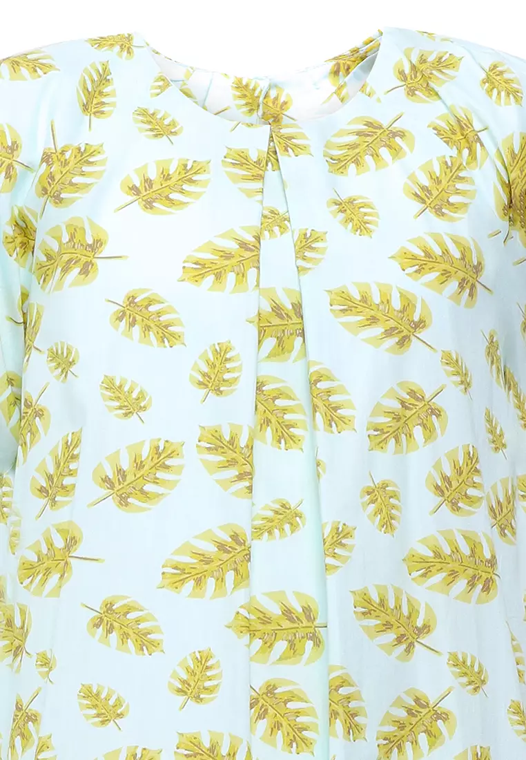 Pito Dito Girl Elmeria Dress Pendek Anak Multicolor Motif Daun - Size 14