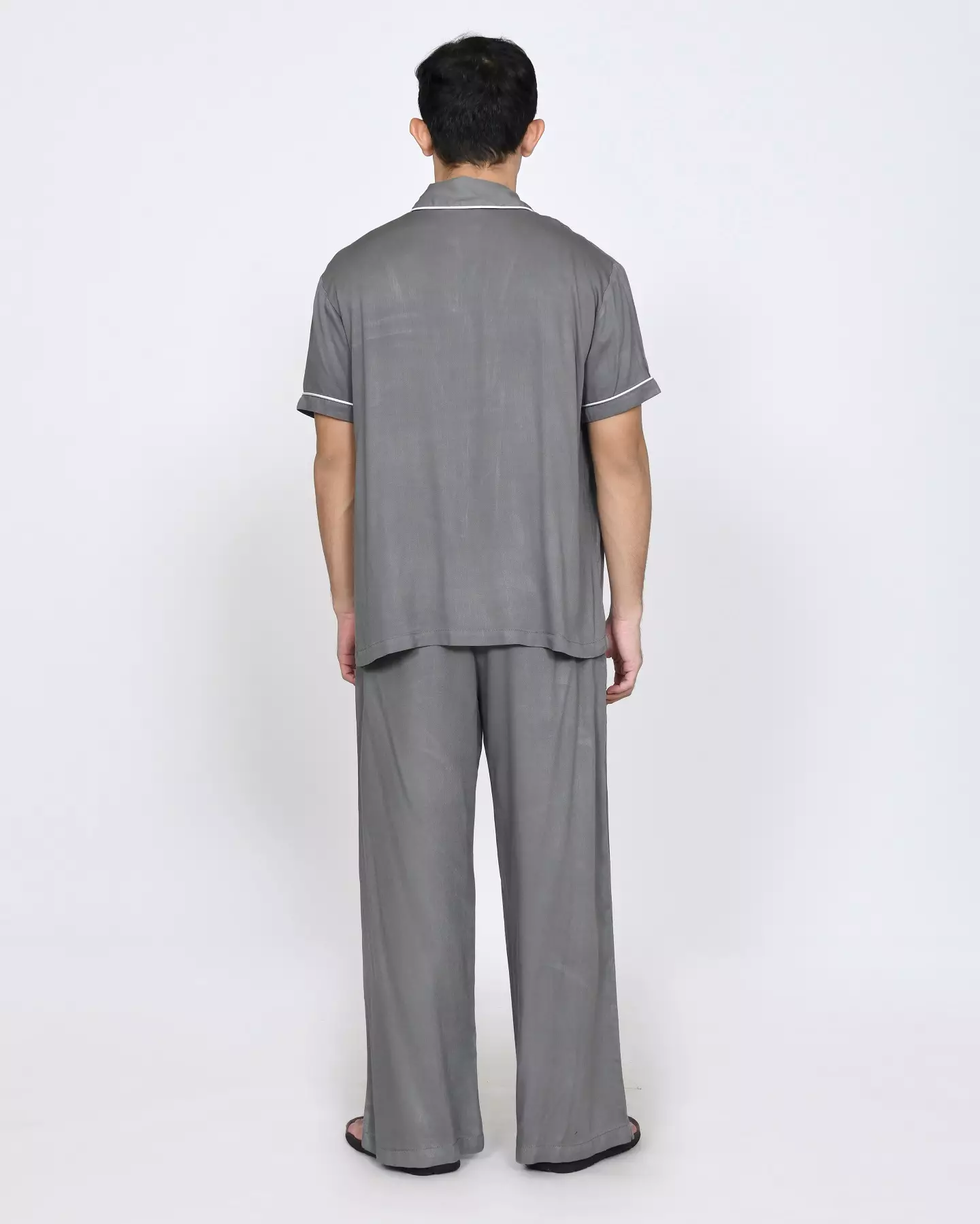 Set Piyama Cotton Riu Setelan Baju Tidur Pria ABU ABU FREE SLIP ON