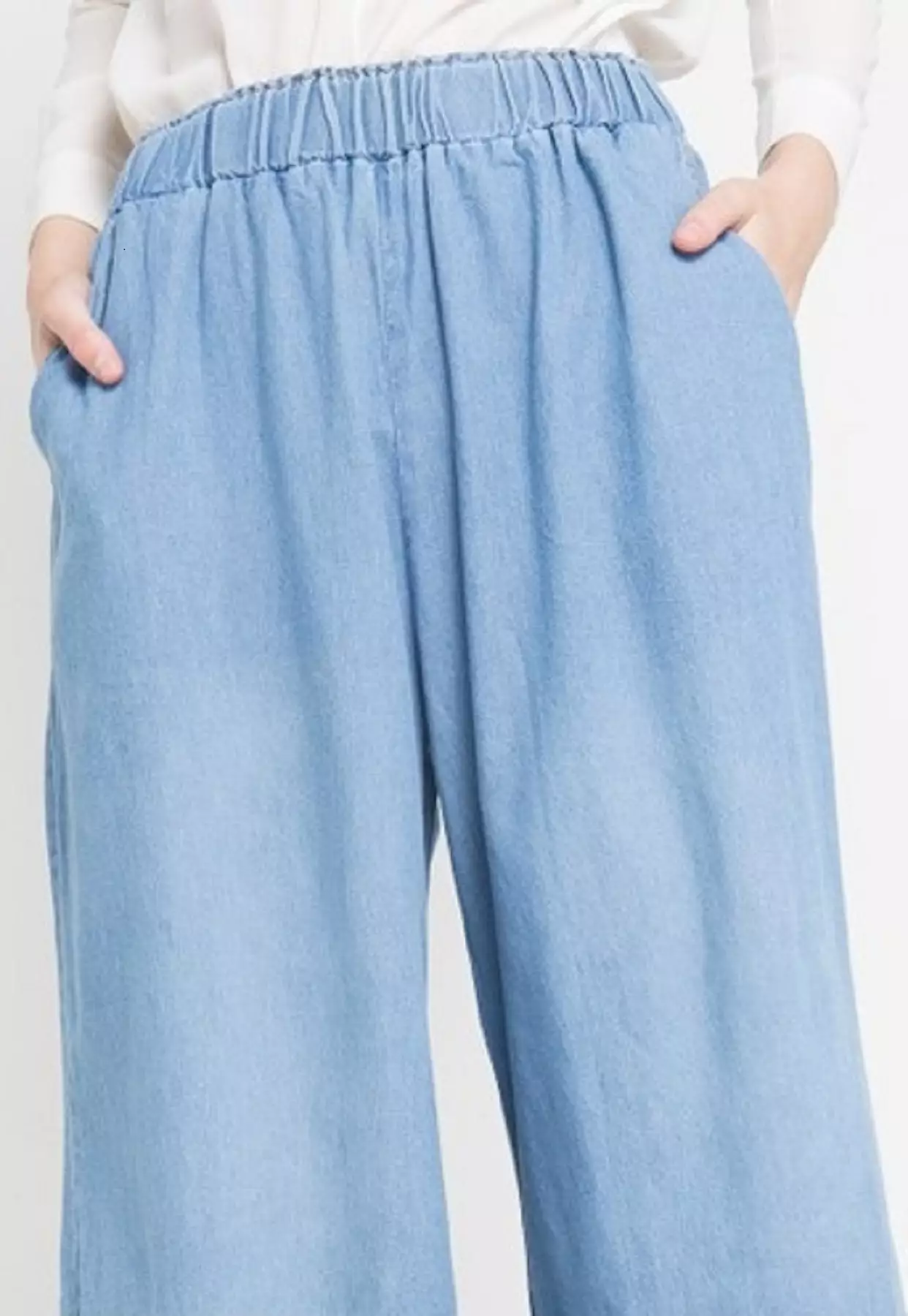 BUY 1 GET 1  FREE Denim Palazzo Kelly [Light Blue - Dark Blue]