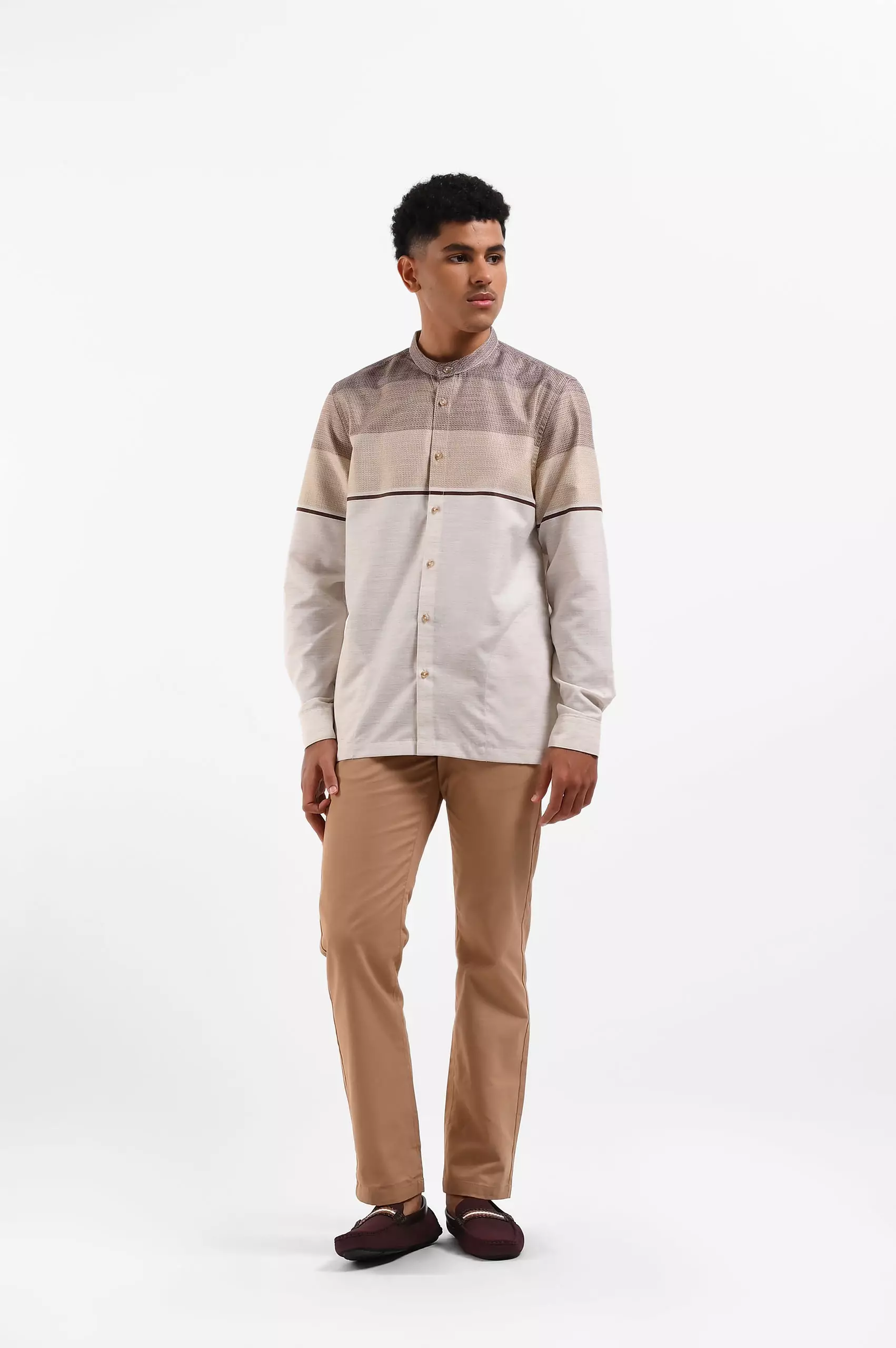 MANZONE Kemeja Koko Lengan Panjang Pria GHAZI - KHAKI