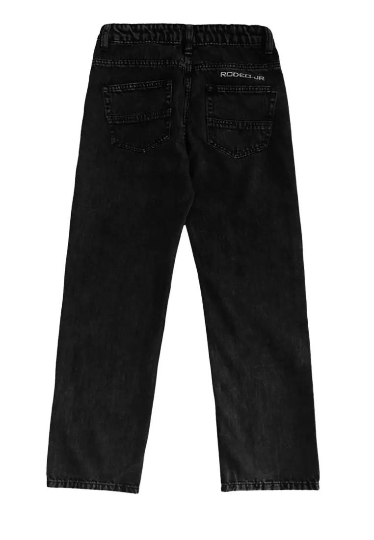 Jeans/ Celana Panjang Anak Laki/ Rodeo Junior Black Denim Embro Detail