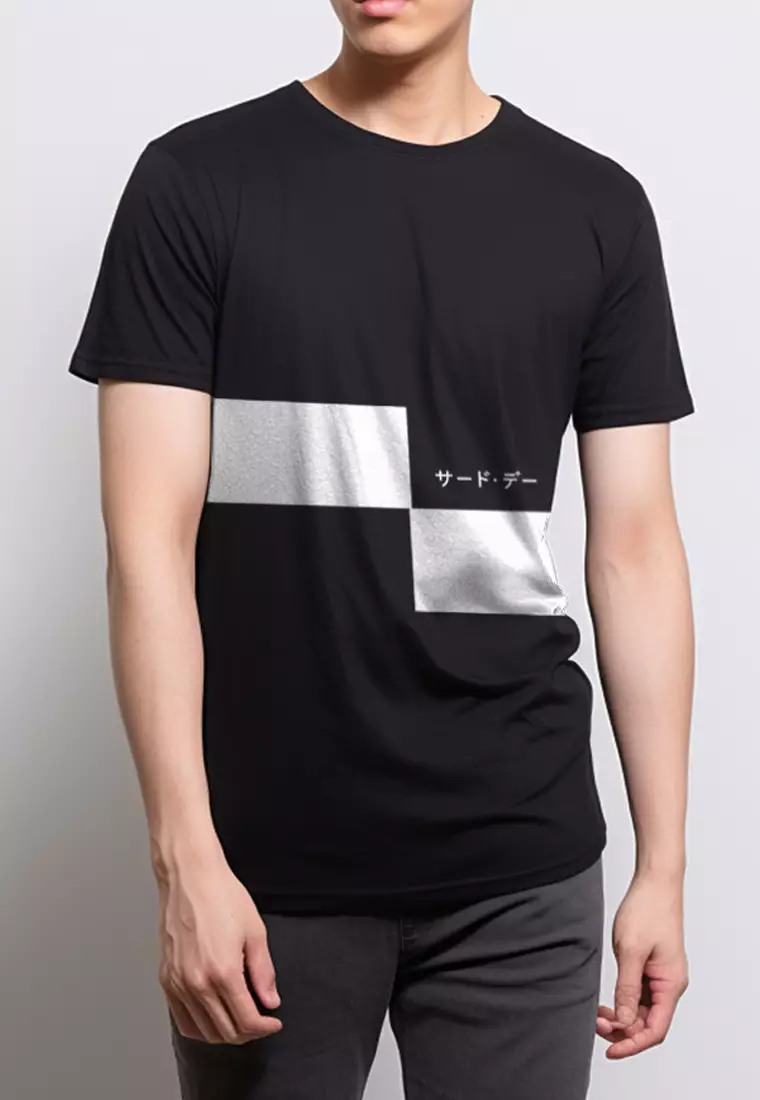 MTI32 Kaos T-Shirt Pria Instacool Gant Chart Katakana Hitam