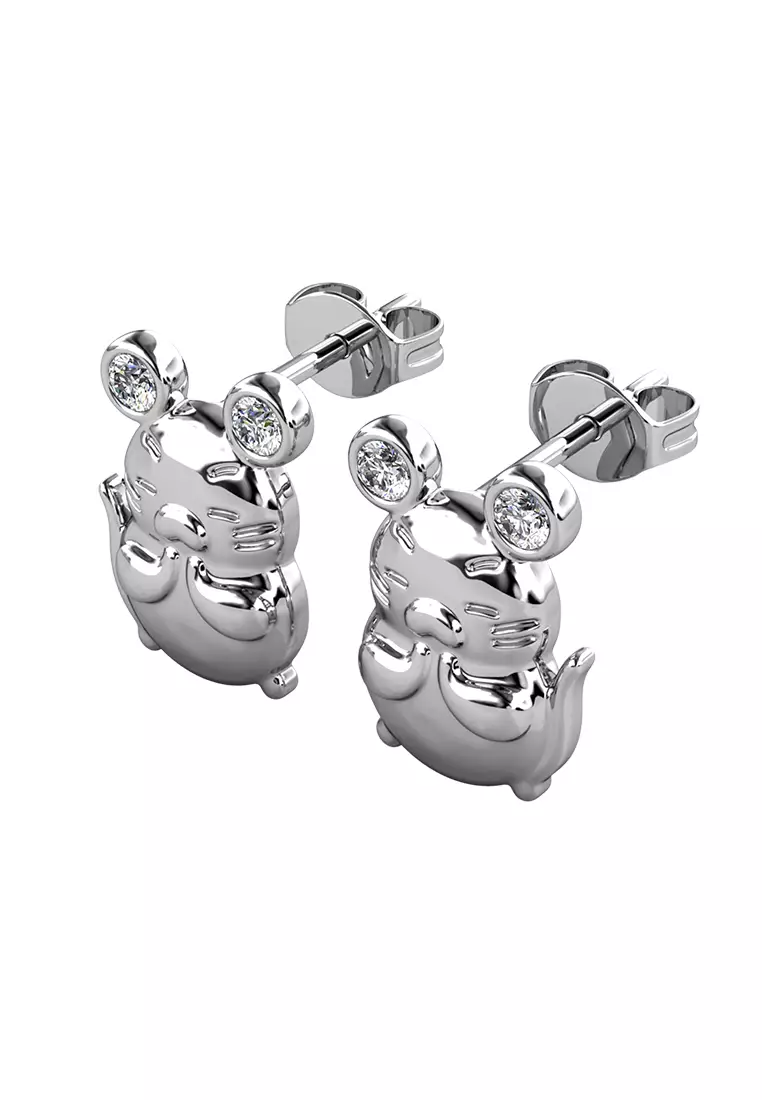 Totoro Earrings WG - Anting Crystal Swarovski by Her Jewellery