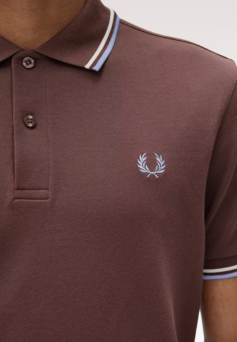 Fred Perry M3600 Twin Tipped Fred Perry Shirt (Carrington Brick / Ecru / Light Smoke)