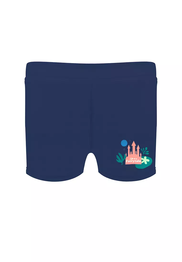 Princess Cropped Rashguard Top Boyleg Bottom Set with Sublimation Print Girls Kids Swimwear