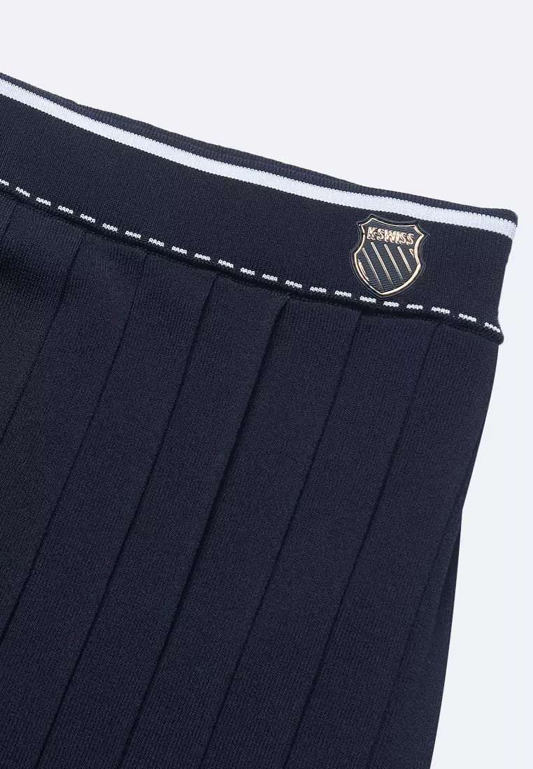 WOMEN'S K-SWISS LOGO STRIPED PLEATED MIDI SKIRT