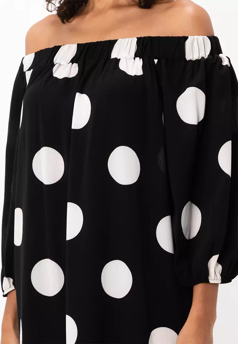 Off-Shoulder Trapeze Dress