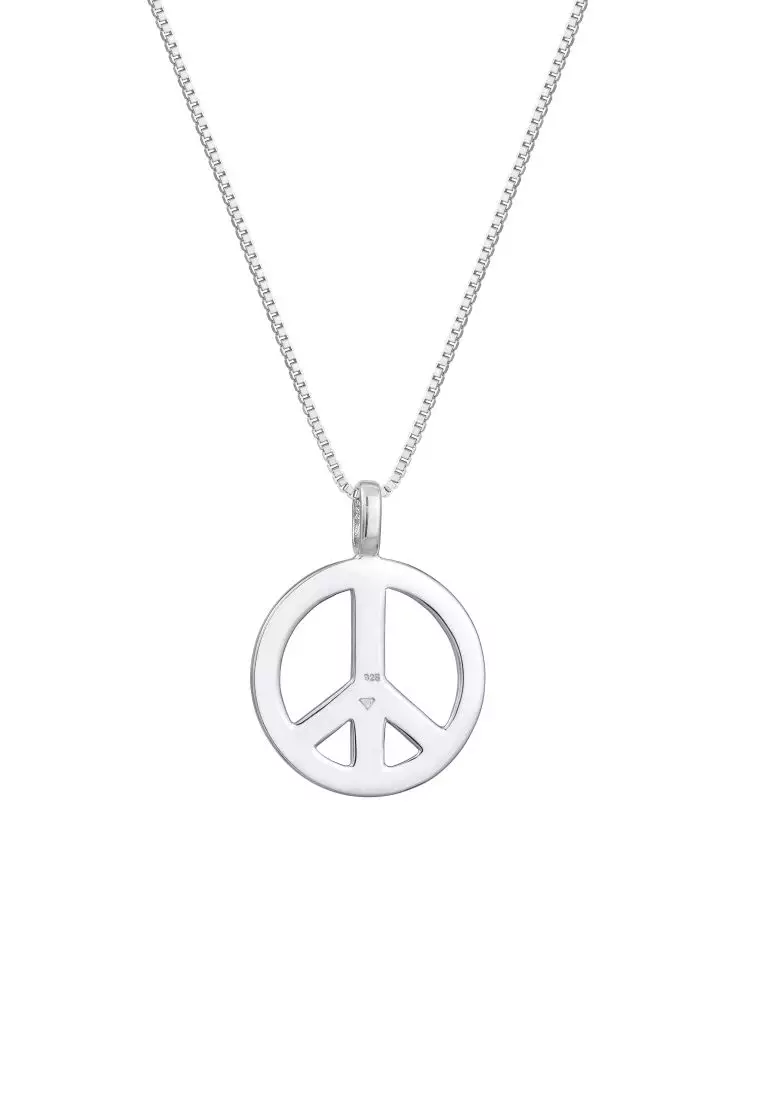 EXCLUSIVE Kalung Perhiasan Perak 925 Pria Peace Peace Symbol