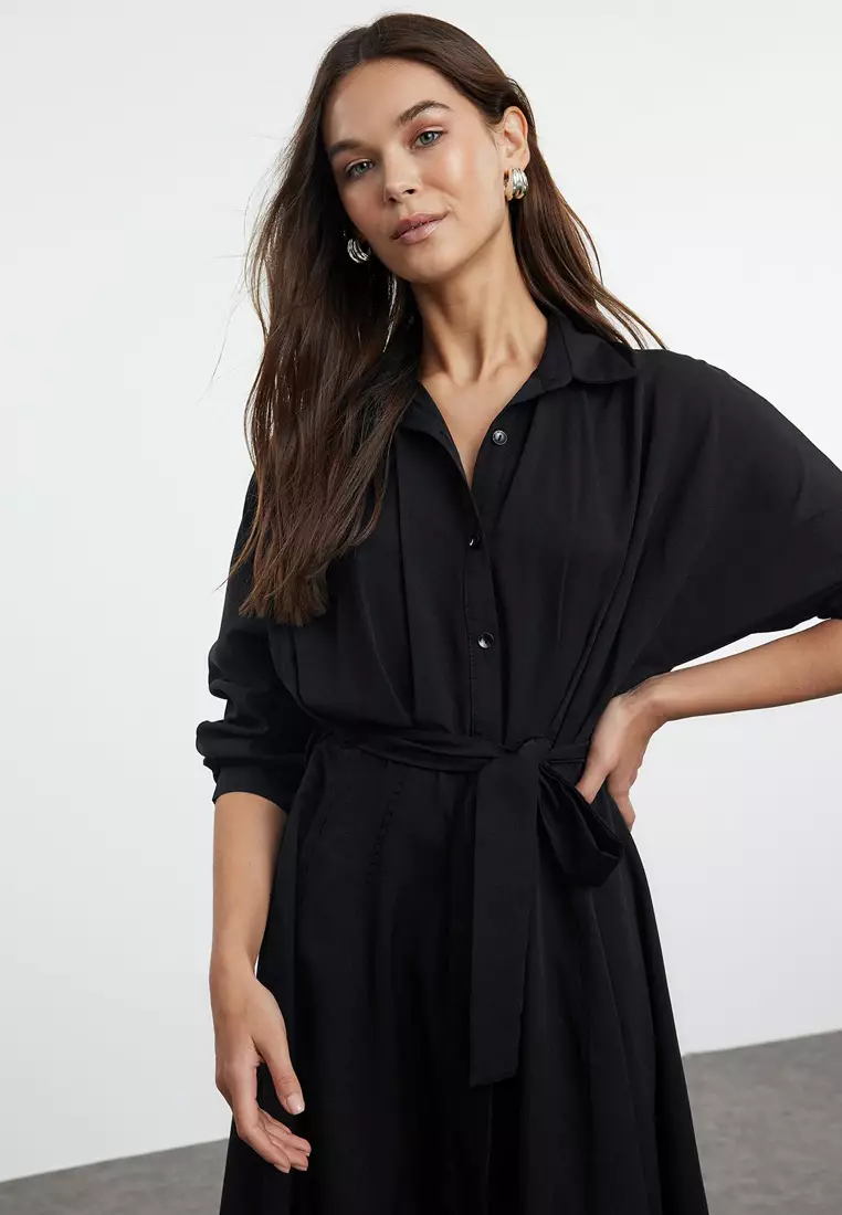 Wrap Midi Shirt Dress