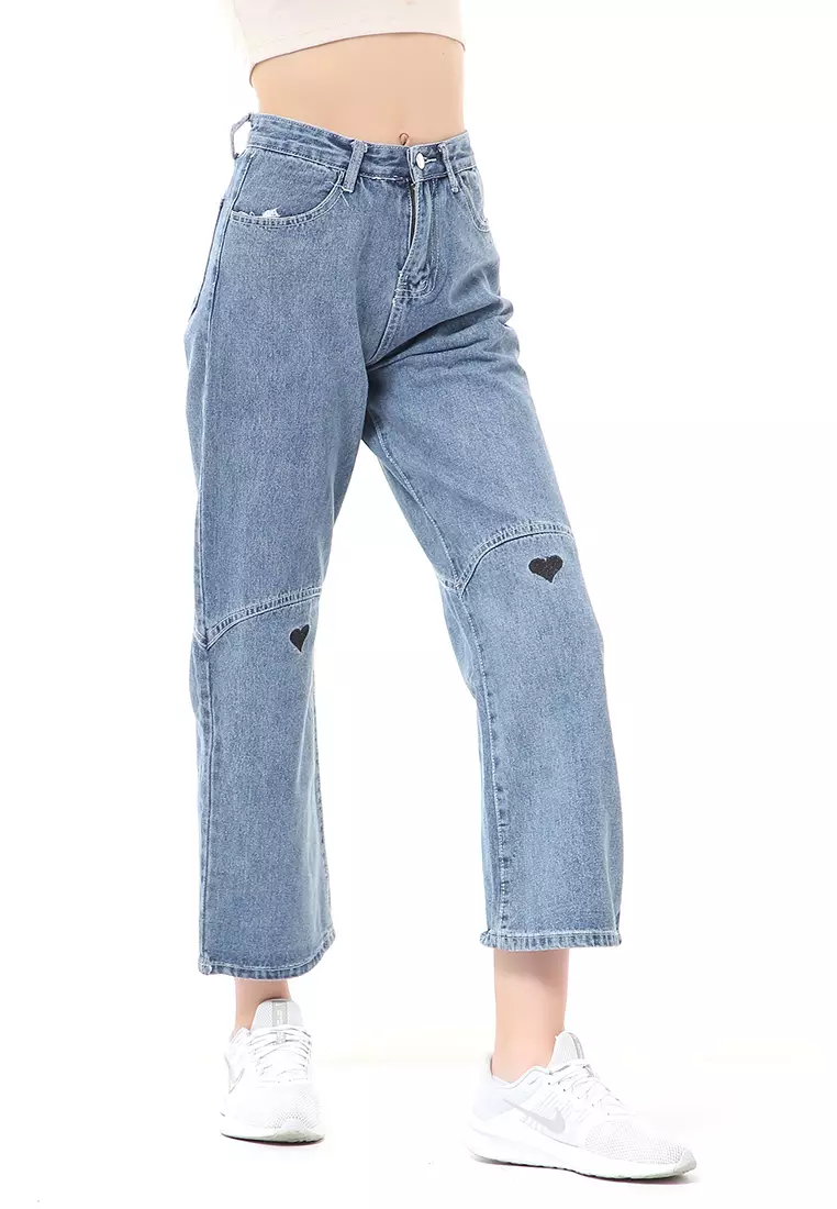 Stella Celana Jeans Wanita Long Pants Model Love Lutut Material Denim ORIGINAL - Blue