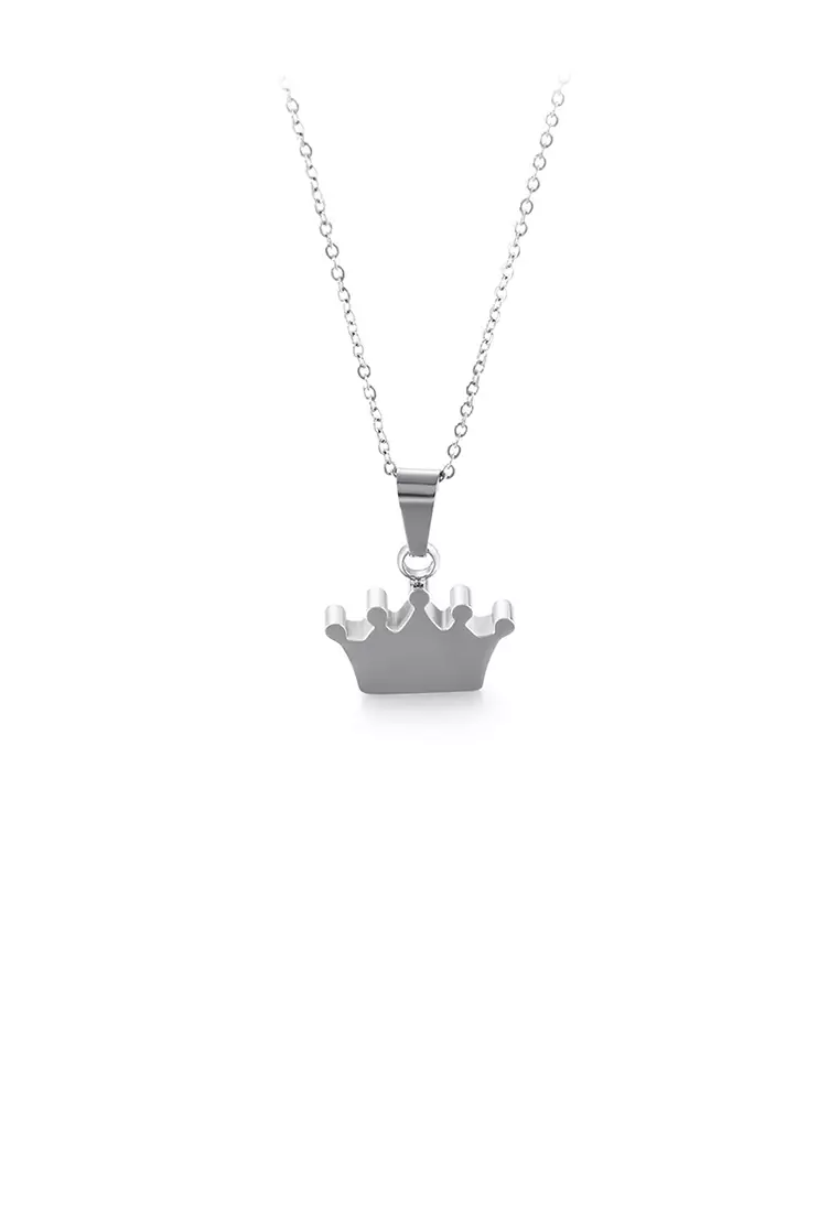 Simple Temperament 316L Stainless Steel Crown Pendant with Necklace