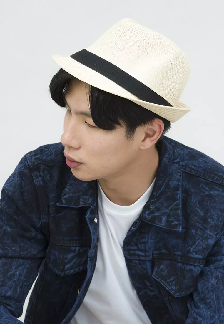 Topi fedora cowboy hat fedora ratan brown light houseofcuff