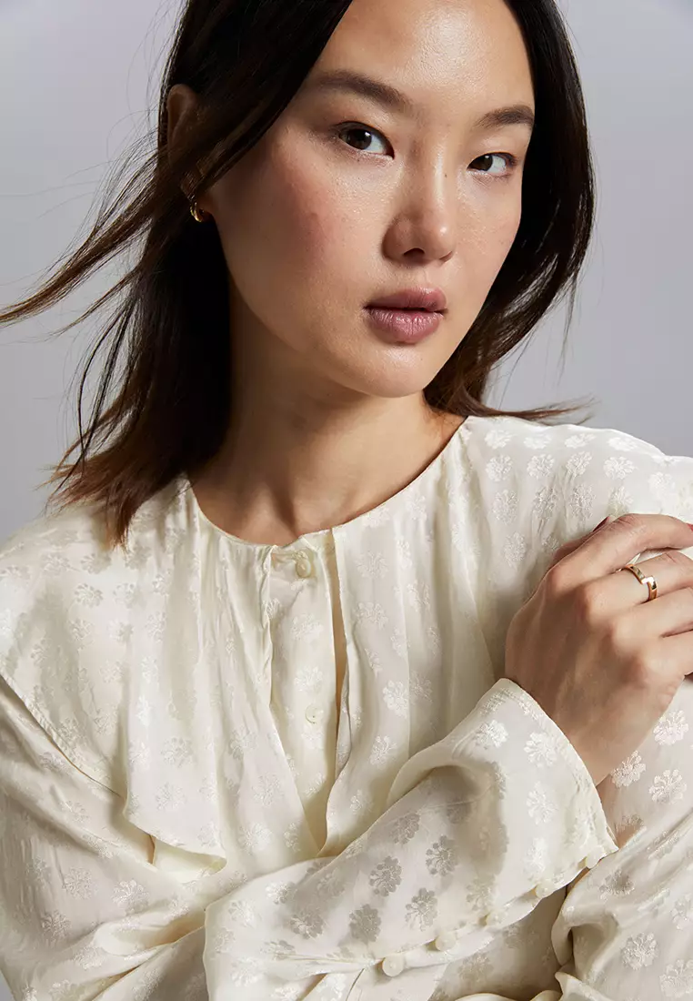 Todayful 若々し Openshoulder Jacquard Blouse