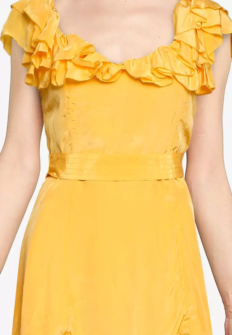 ALMEDINA DRAPE FRILL NECK DRSS