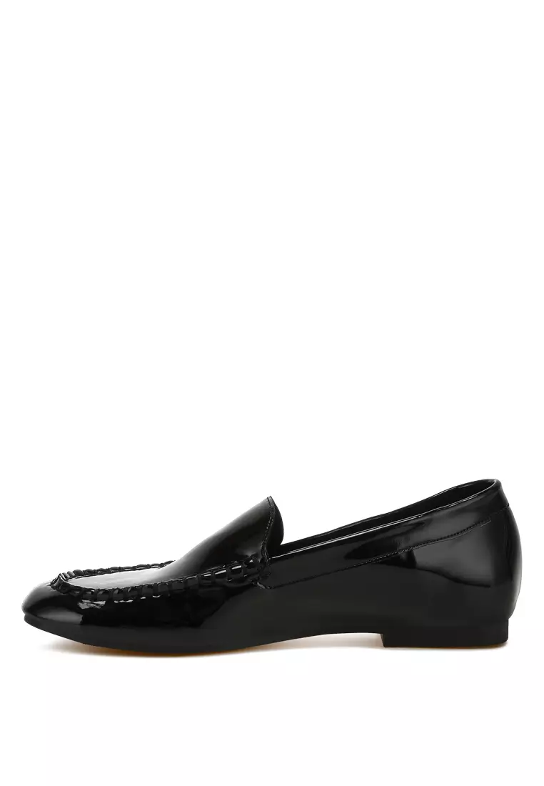 Patent Pleather Loafers in Black
