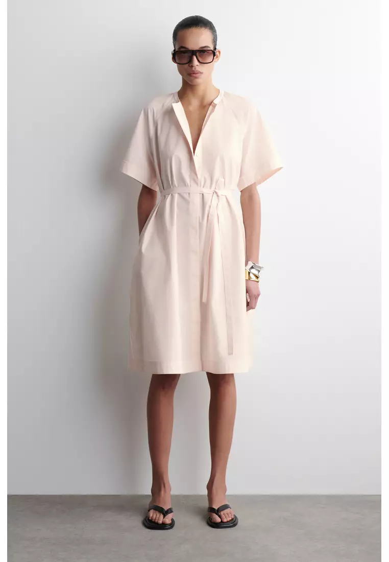 RAGLAN-SLEEVE COTTON MIDI DRESS