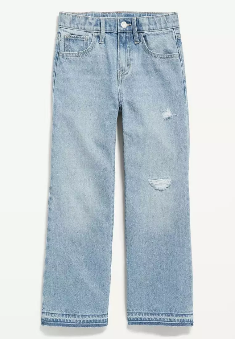High-Waisted Baggy Ripped Wide-Leg Jeans for Girls