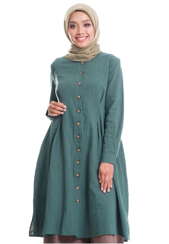 Ashura green Indah Top With Marble Button F9755AA2459503GS_1