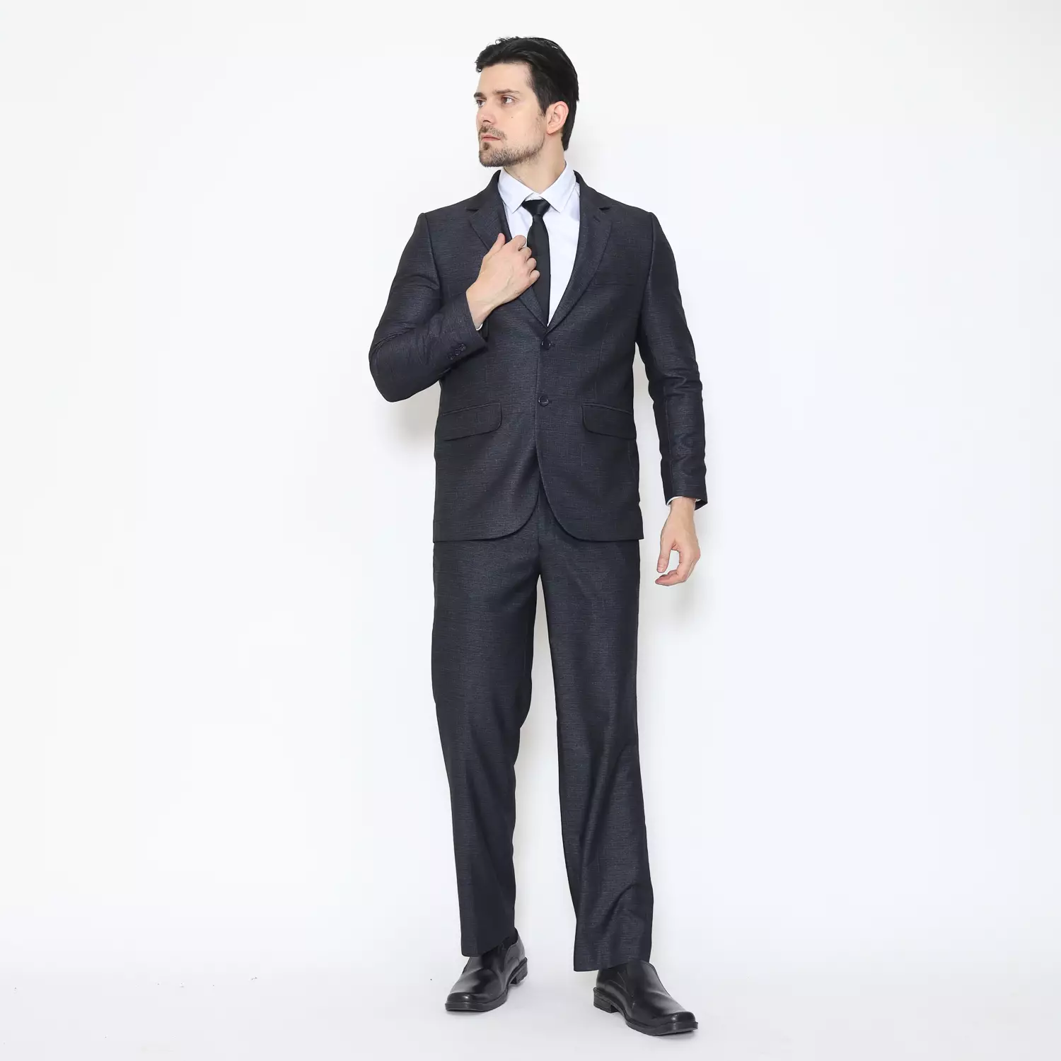Lawell Jas Pria Warna Abu Gelap | Polyester Viscose Stretch Tekstur Tenun Halus Elegan | KENNETH