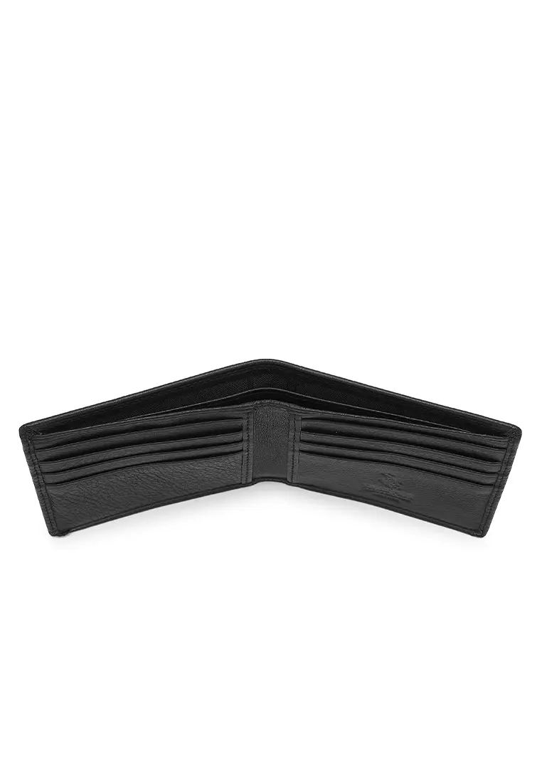 Genuine Leather RFID Short Wallet - Black