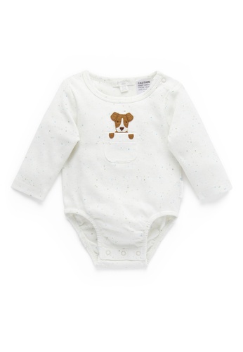 Purebaby Organic white Puppy Bodysuit 33CAFKA57C96DCGS_1